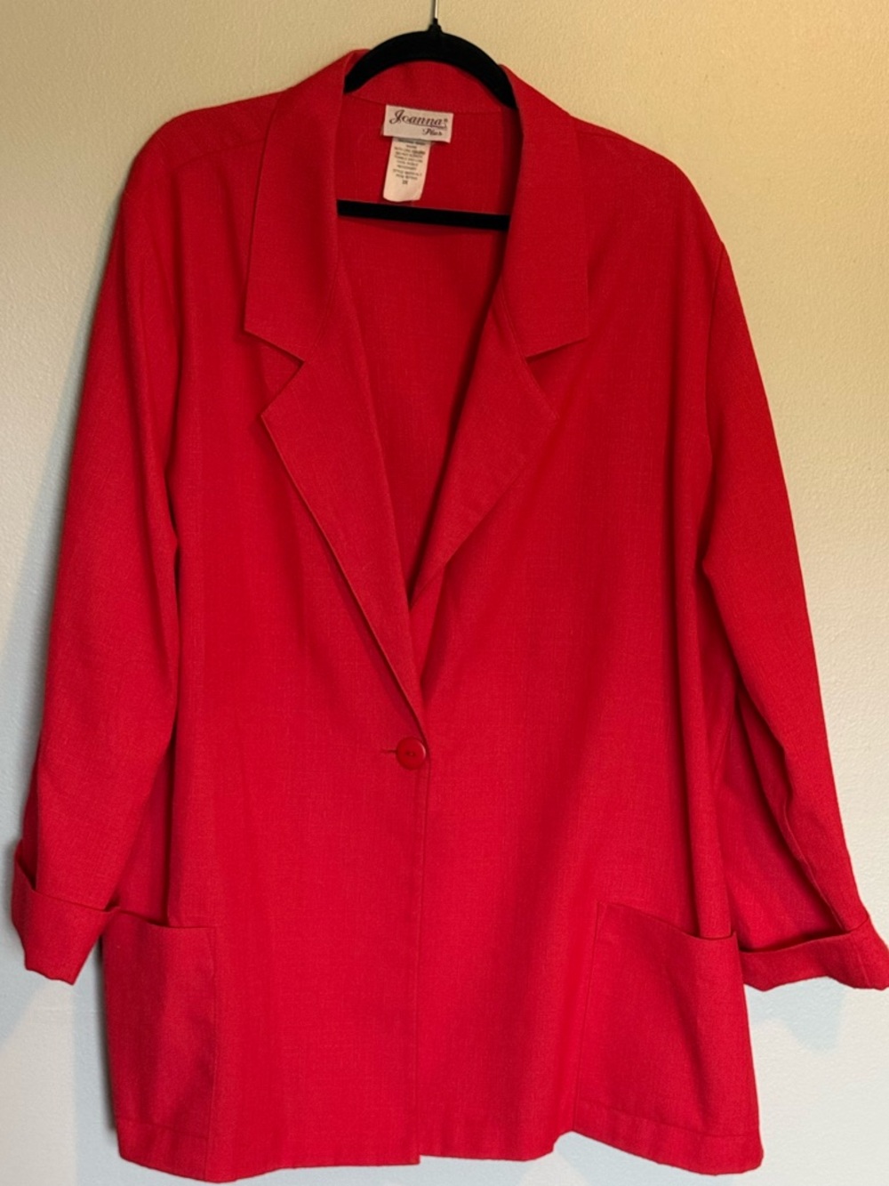 Vintage Joanna Plus Red One Button Front Blazer Size 2XL 1980s
